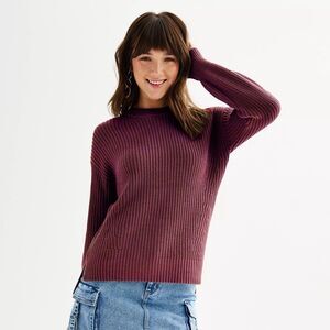 New Juniors' SO® Crewneck Pullover Sweater Marion Rose Burgundy Size S